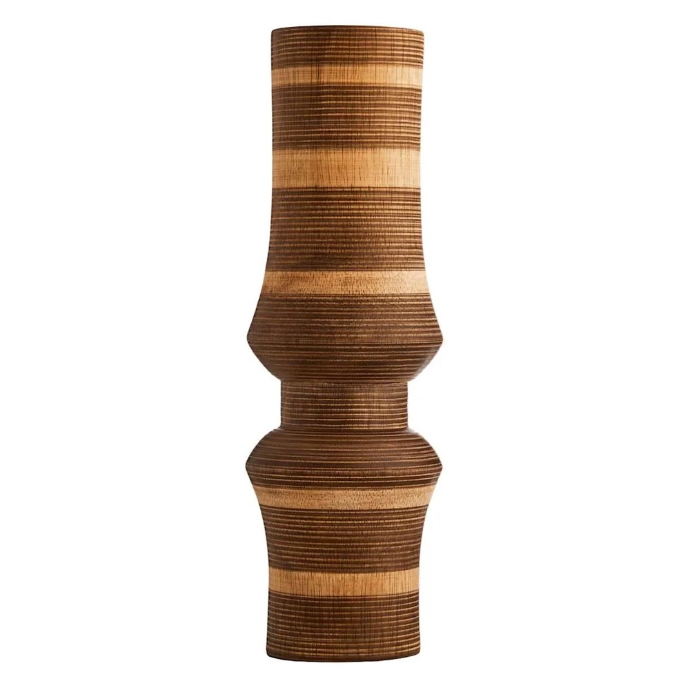 Rustic Hand Carved Wooden Vase- New